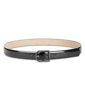 INC Women's Rhinestone Buckle Belt Black
